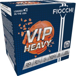 Fiocchi 20VIPH8 Exacta Target VIP Heavy 20 Gauge 2.75 78 oz 8 Shot 25 Per Box 10 Case