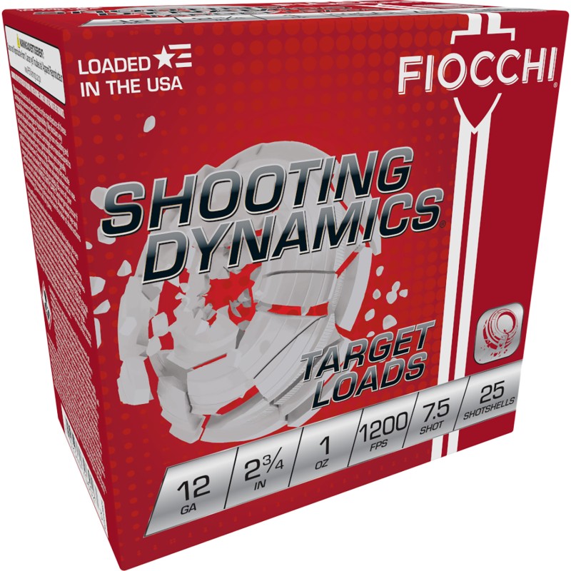 Fiocchi 12SD1H75 Shooting Dynamics Target 12 Gauge 2.75 1 oz 7.5 Shot 25 Per Box 10 Cs