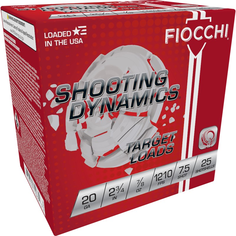 Fiocchi 20SD75 Shooting Dynamics Target 20 Gauge 2.75 78 oz 7.5 Shot 25 Per Box 10 Case