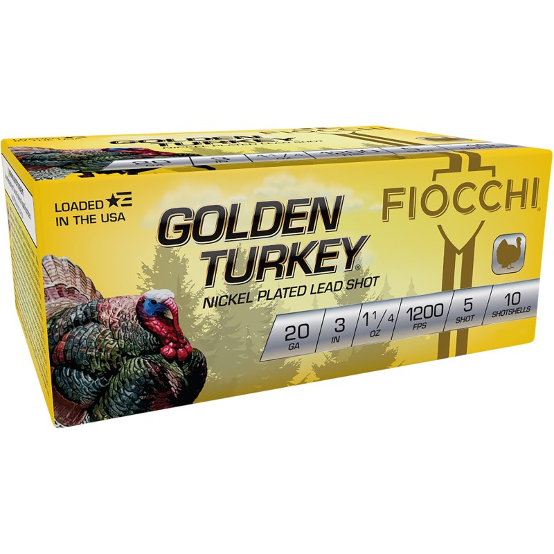 Fiocchi 203TRKC5 Golden Turkey  20 Gauge 3 1 14 oz 5 Shot 10 Per Box 10 Case