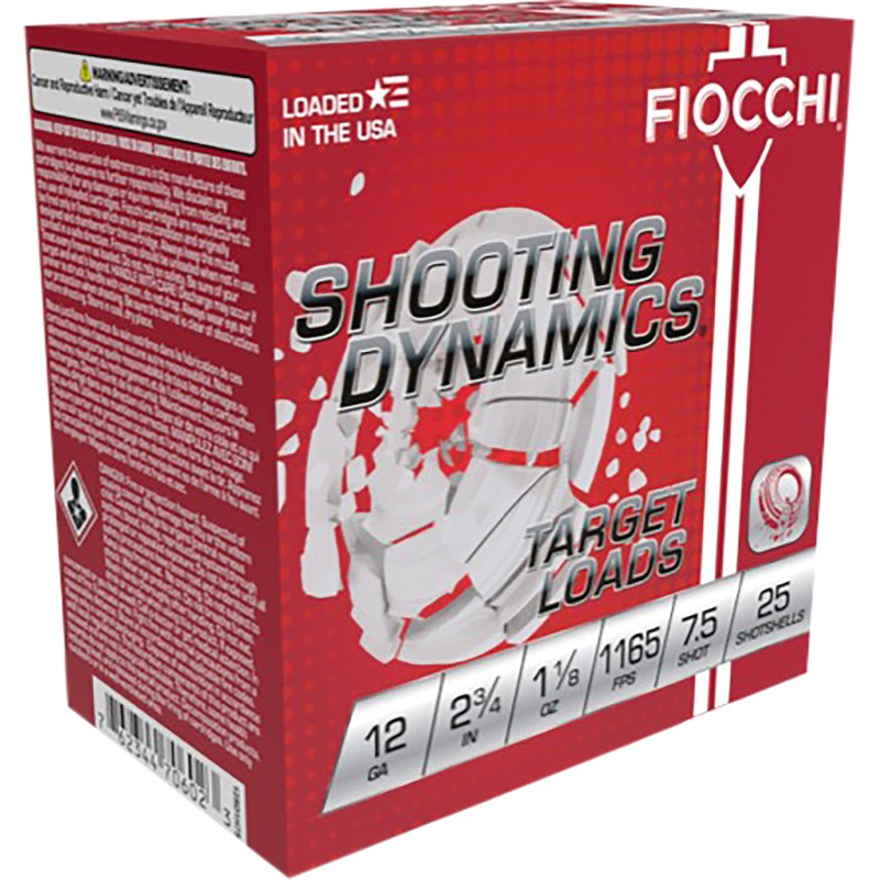 Fiocchi 12SD18L7 Shooting Dynamics Target 12 Gauge 2.75 1 18 oz 7.5 Shot 25 Per Box 10 Case