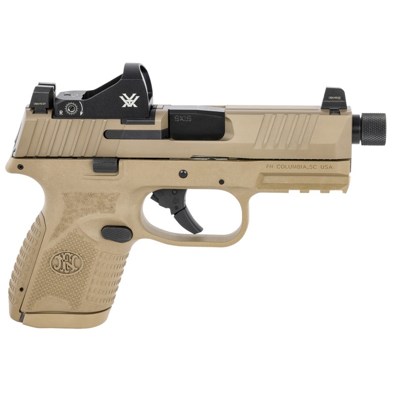 FN 66100801 509 Compact Tactical 9mm Luger  4.32 Threaded Barrel 101   Flat Dark Earth   Night Sights   Manual Safety Includes V