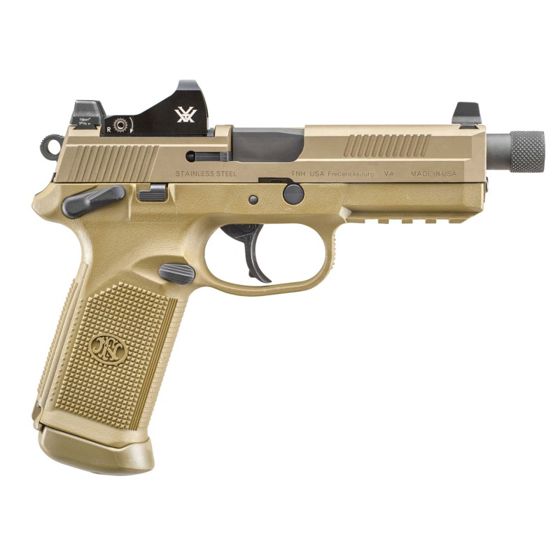 FN 66100866 FNX Tactical 45 ACP 5.30 Threaded Barrel 151 Flat Dark Earth Polymer Frame With Mounting Rail Optic Cut FDE Stainles