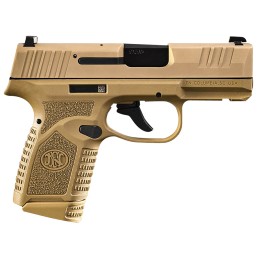 FN 66101413 Reflex  MicroCompact Frame 9mm Luger 101 3.30 Black Target Crown Steel Barrel Flat Dark Earth PVD Serrated Steel Sli