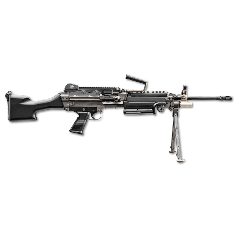 FN 46100169 M249S  5.56x45mm NATO 18.50 Barrel 301 Mag Or 200rd Belt Capacity Black  Fixed Hydraulic Buffer Stock NonSlip Buttpl