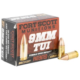 Fort Scott Munitions 9MM115SCV Tumble Upon Impact TUI  9mm Luger 115 gr Solid Copper Spun 20 Per Box 25 Case