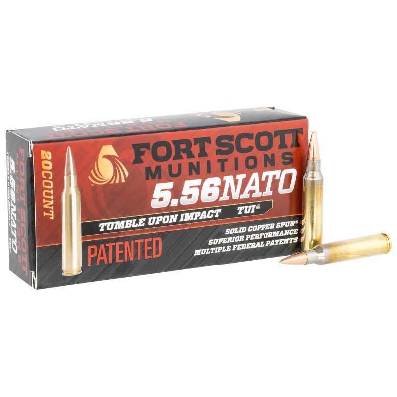 Fort Scott Munitions 556062SCV Tumble Upon Impact TUI  5.56x45mm NATO 62 gr Solid Copper Spun 20 Per Box 25 Case