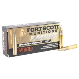 Fort Scott Munitions 556062SBV1 Tumble Upon Impact TUI  5.56x45mm NATO 62 gr Solid Brass Spun 20 Per Box 25 Case