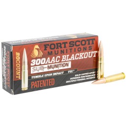 Fort Scott Munitions 300190SCVSS Tumble Upon Impact TUI Rifle 300 Blackout 190 gr Solid Copper Spun 20 Per Box 25 Case