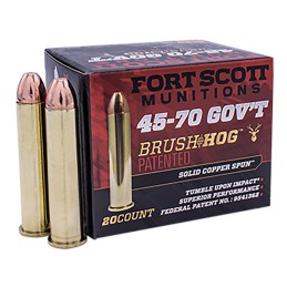 Fort Scott Munitions 4570300SCV1 Tumble Upon Impact TUI Brush Hog 4570 Gov 300 gr Solid Copper Spun 20 Per Box 10 Cs