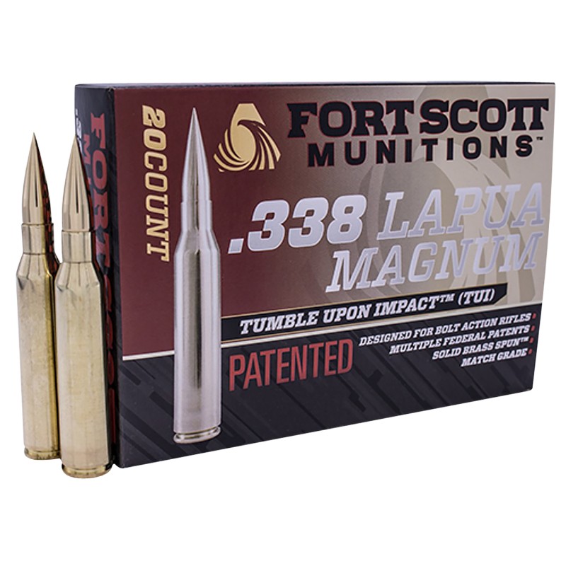 Fort Scott Munitions 338250SBV1 Tumble Upon Impact TUI Rifle 338 Lapua Mag 250 gr Solid Copper Spun 20 Per Box 5 Case