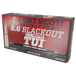 Fort Scott Munitions 86BLK285SCV2SS Tumble Upon Impact TUI  8.6 Blackout 285 gr Solid Copper Spun 20 Per Box 10 Case