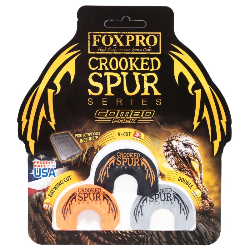 Foxpro CSMCOMBO Crooked Spur Combo Pack Diaphragm Call Double3.5 Reed Turkey Sounds Attracts Turkeys BlackOrangeWhite 3 Piece