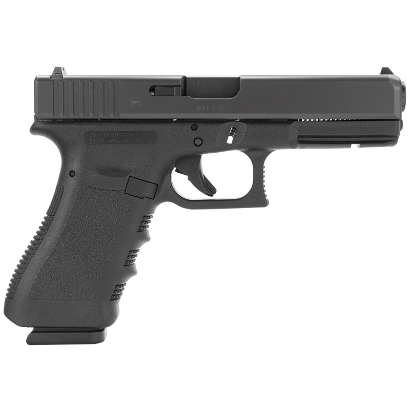 Glock PI3750201 G37 Gen3 45 GAP  4.49 Barrel 101 Black Frame  Slide Finger Grooved Rough Texture Grip Safe Action Trigger