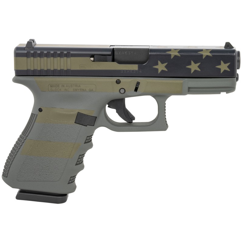 Glock PI2350204OP G23 Gen3 Compact 40 SW 131 4.02 Black Polygonal Rifled Barrel Operator Flag Cerakote Serrated  Polymer Frame w