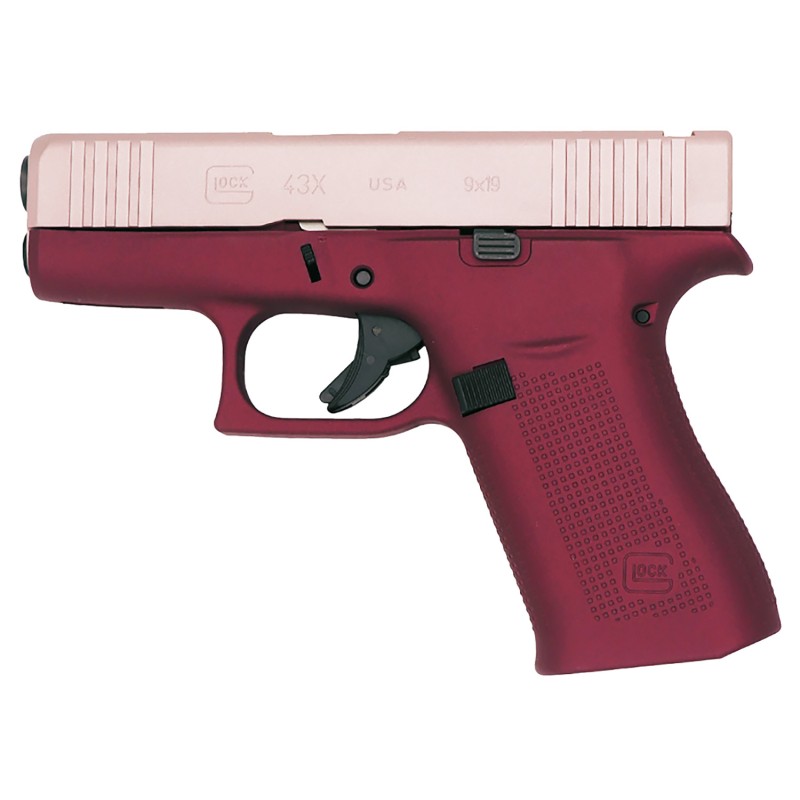 Glock PX4350204FRMOSHH G43X MOS SubCompact 9mm Luger 101 3.41 Black GMB Barre Pink Cerakote MOS CutSerrated Steel Slid Happy Hou