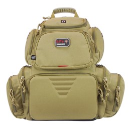 GPS Bags 1711BPT Handgunner Backpack 1000D Nylon Tan with Foam Cradle Holds 4 Medium Handguns Mag Pockets PullOut Rain Cover  Vi