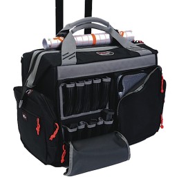 GPS Bags 2215RB Rolling  Black Canvas with Telescoping Handle Ball Bearing Wheels Lockable Zippers  Foam Cradle Holds 4 Handguns