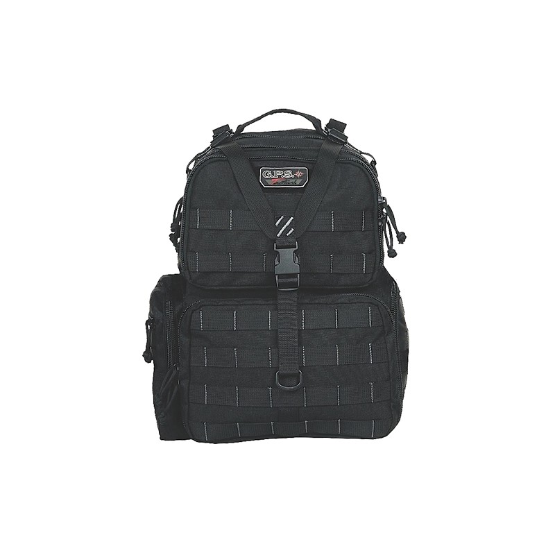 GPS Bags T1612BPB Tactical Range Backpack Black 1000D Nylon Teflon Coating with 3 Pistol Storage Cases Visual ID Storage System 