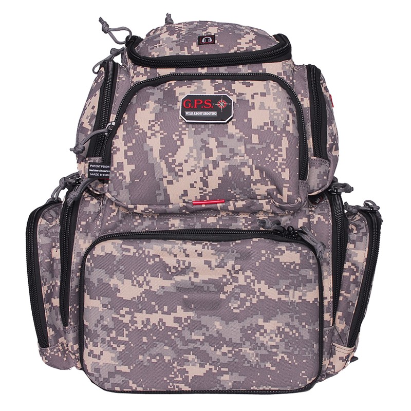 GPS Bags GPS1711BPDC Handgunner Backpack 1000D Nylon Fall Digital Camo with Foam Cradle Holds 4 Medium Handguns Mag Pockets Pull