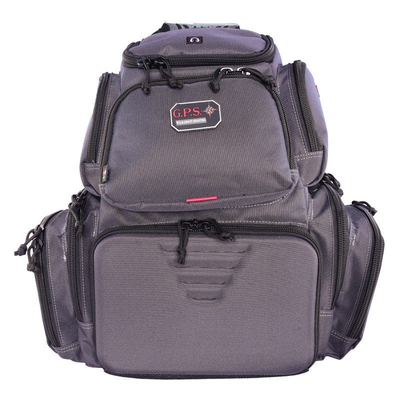 GPS Bags GPS1711BPG Handgunner Backpack 1000D Nylon Gray with Foam Cradle Holds 4 Medium Handguns Mag Pockets PullOut Rain Cover