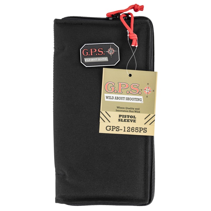 GPS Bags 1265PS Pistol Sleeve  Large Black Nylon with Locking Zippers  Thin Design Holds 1 Handgun