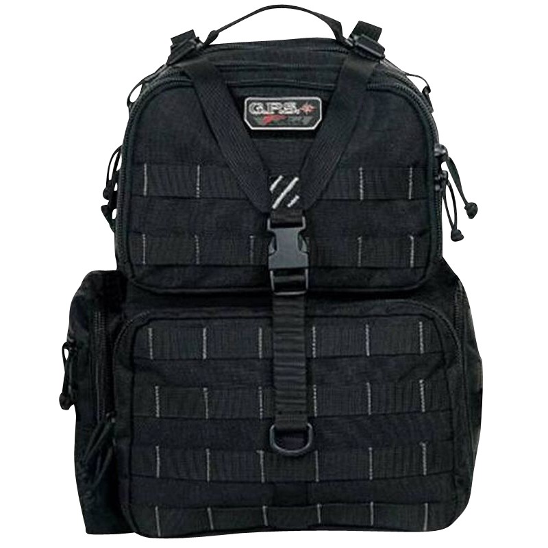 GPS Bags GPST1913BPB Tactical Backpack Tall Black 1000D Polyester with Removable Pistol Storage MOLLE Webbing  Lockable Zippers 