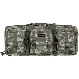 GPS Bags DRC28ACU Double Rifle Case ATACS AU 600D Polyester with 2 Padded Pistol Sleeves MOLLE Webbing  Lockable Zippers 28 L x 