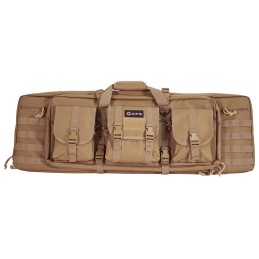 GPS Bags DRC36FDE Double Rifle Case 36 Flat Dark Earth 600D Polyester with 2 Padded Pistol Sleeves MOLLE Webbing  Lockable Zippe