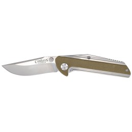 Camillus 19195 Sevens  2.75 Folding Plain Silver AUS8 Carbonitride Titanium Blade Desert TanSS G10SS Handle