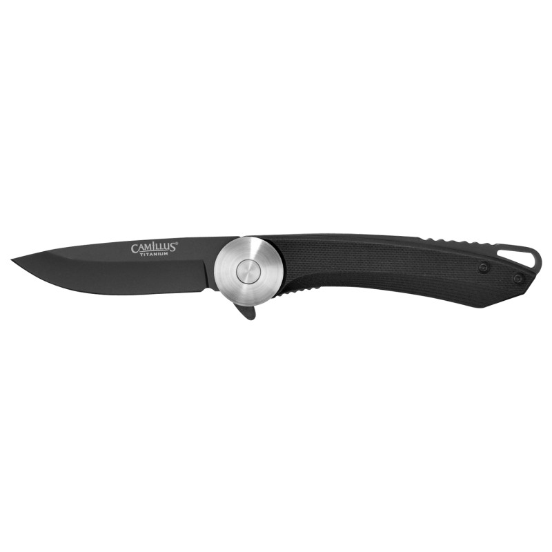 Camillus 19640 Cirque  2.75 Folding Drop Point Plain Black AUS8 Carbonitride Titanium Blade Black G10 Handle