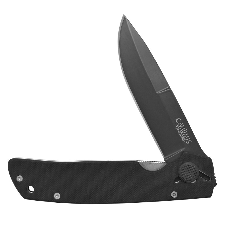 Camillus 18533003 Cuda  3.75 Plain Drop Point Black AUS8 Carbonitride Titanium Blade Black G10 Handle