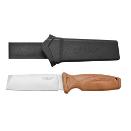 Camillus 19627 Swedge  4.30 Fixed Plain Silver 420 Steel Titanium Bonded Blade Textured Tan ABS Handle Includes Sheath