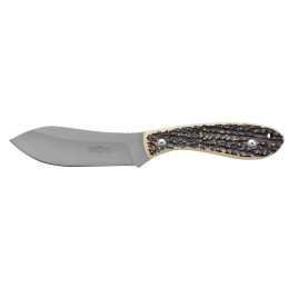 Camillus 19162 Western Crosstrail 4.25 Fixed Clip Point Plain Silver 420 Steel Titanium Bonded Blade StagAntler Delrin Handle In