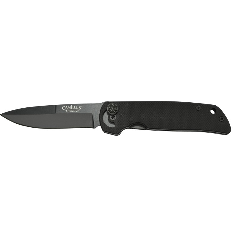 Camillus 19637 Cuda  Mini 3 Folding Drop Point Plain Black Carbonitride Titanium AUS8A SS Blade Black Textured G10 Handle