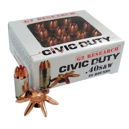 G2 Research G00620 Civic Duty  40 SW 122 gr Copper Expansion Projectile 20 Per Box 25 Case