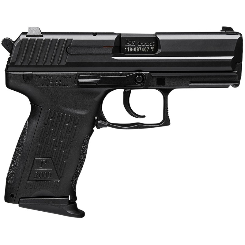 HK 81000037 P2000 V2 LEM Full Size Frame 9mm Luger 131 3.66 Black Steel Barrel Serrated Steel Slide Polymer Frame wPicatinny Rai