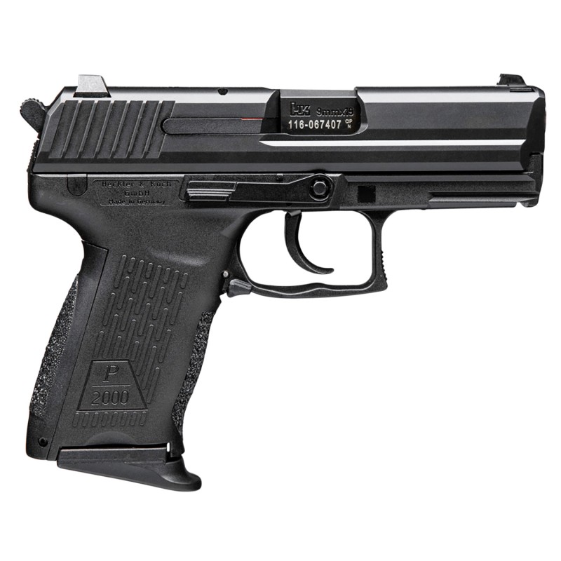 HK 81000040 P2000 V2 LEM Full Size Frame 9mm Luger 101 3.66 Black Steel Barrel Serrated Steel Slide Polymer Frame wPicatinny Rai