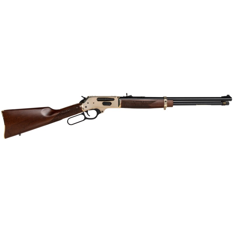 Henry H0243855 Side Gate  Lever Action 3855 Win Caliber with 51 Capacity 20 Blued Barrel Polished Brass Metal Finish  American W