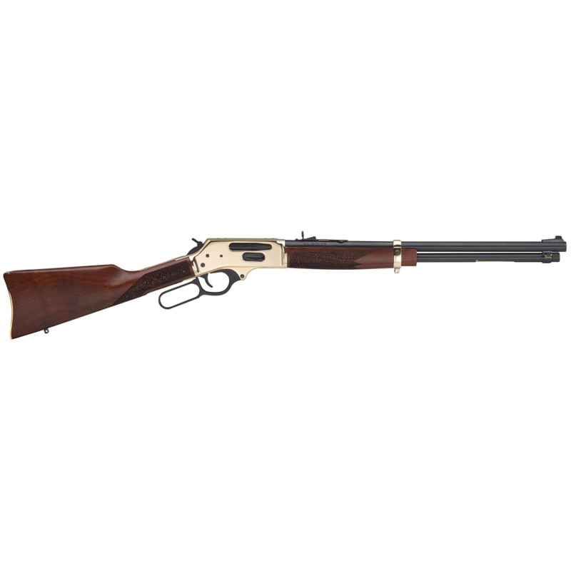 Henry H0243030 Side Gate  Lever Action 3030 Win Caliber with 51 Capacity 20 Blued Barrel Polished Brass Metal Finish  American W