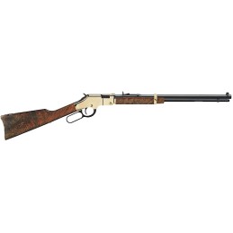 Henry H004M Golden Boy  22 WMR Caliber with 121 Capacity 20.50 Blued Barrel Brasslite Metal Finish  American Walnut Stock Right 