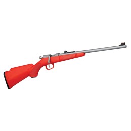 Henry H005S Mini Bolt  22 Short 22 Long or 22 LR Caliber with 1rd Capacity 16.25 Barrel Stainless Steel Metal Finish  Orange Syn