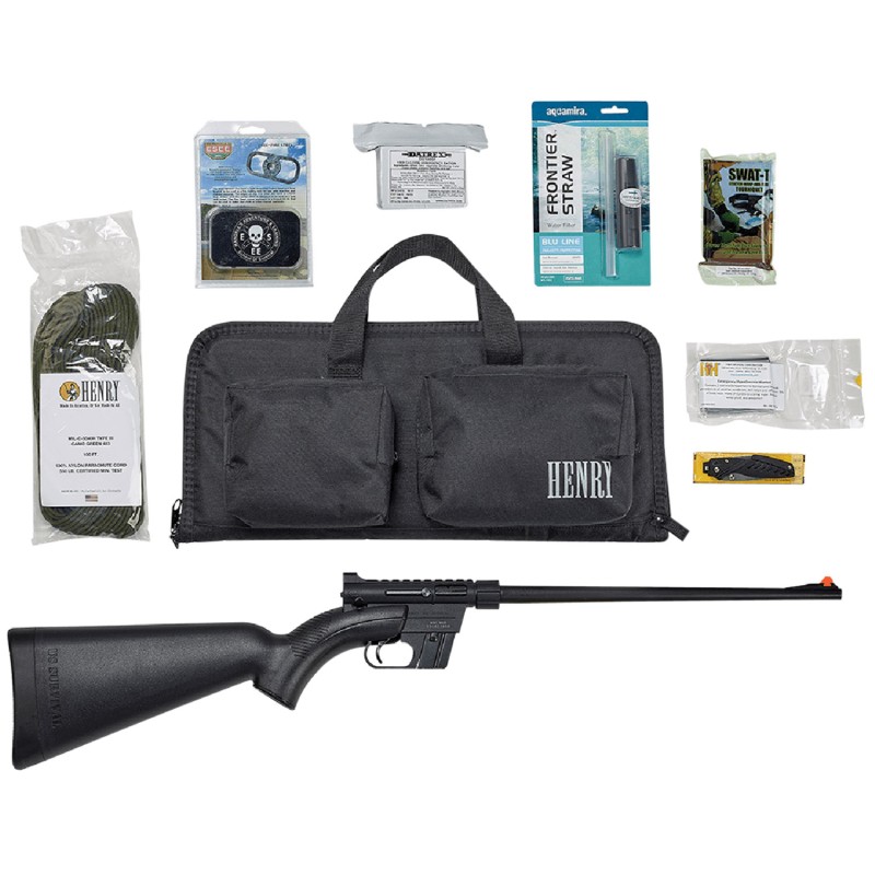 Henry H002BSGB U.S. Survival Pack AR7 22 LR Caliber with 81 Capacity 16.13 Barrel Black Metal Finish  Black Synthetic Stock Righ