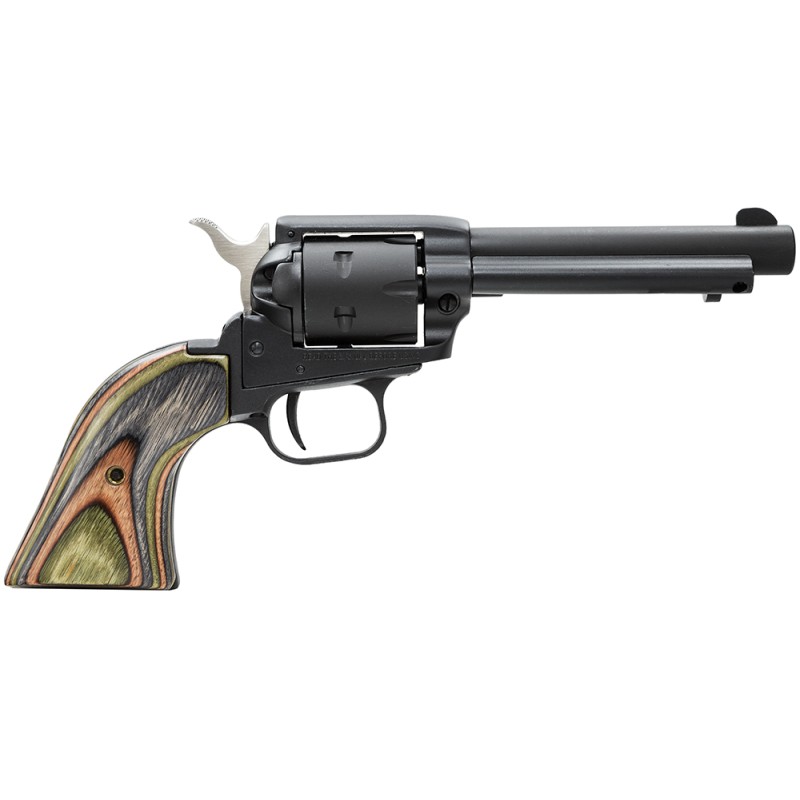 Heritage Mfg RR22MBS4 Rough Rider  22 LR 22 WMR 6 Shot 4.75 Black Satin Barrel Cylinder  Frame Camo Laminate Grips