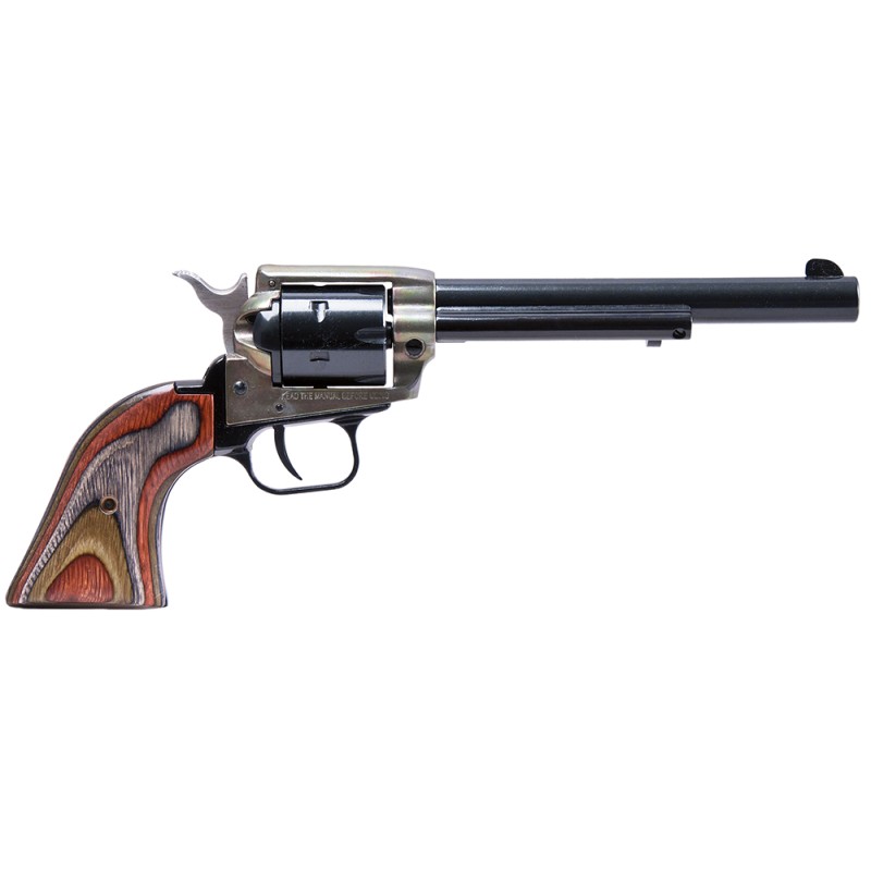 Heritage Mfg RR22MCH6 Rough Rider  22 LR22 WMR 6 Shot 6.50 Black Steel Barrel  Cylinder Simulated Case Hardened Zinc Alloy Frame