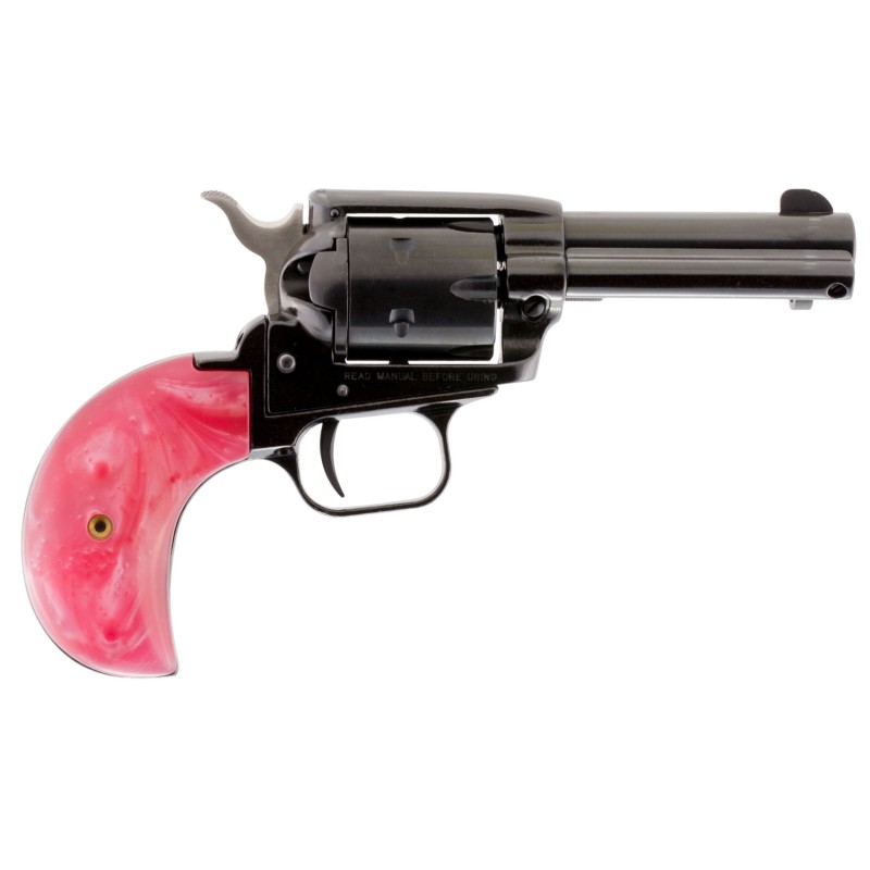 Heritage Mfg RR22MB3BHPNK Rough Rider  22 LR22 WMR 6 Shot 3.50 Black Steel Barrel Black Zinc Alloy Frame Black Cylinder Pink Pea