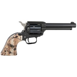 Heritage Mfg RR22B4DMH Rough Rider  22 LR 6 Shot 4.75 Black Oxide Barrel Cylinder  Frame Dead Mans Hand Ivory Grips