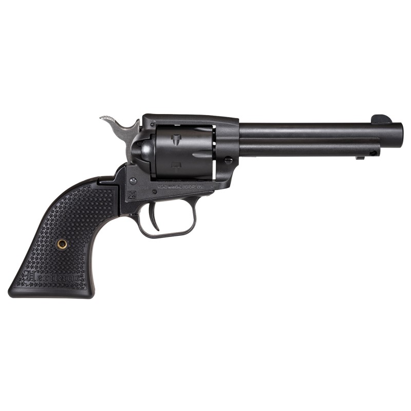 Heritage Mfg SRR22BS4PG Rough Rider  22 LR 6 Shot 4.75 Black Satin Steel Barrel Frame  Cylinder Black Polymer Grip Manual Thumb 