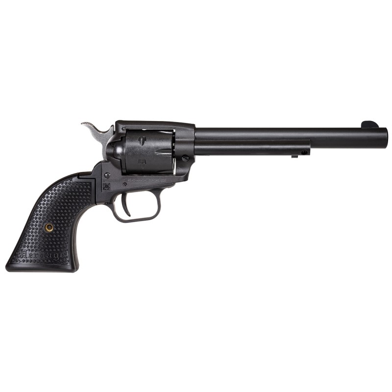 Heritage Mfg SRR22BS6PG Rough Rider  22 LR 6 Shot 6.50 Black Satin Steel Barrel Frame  Cylinder Black Star Polymer Grip Manual T