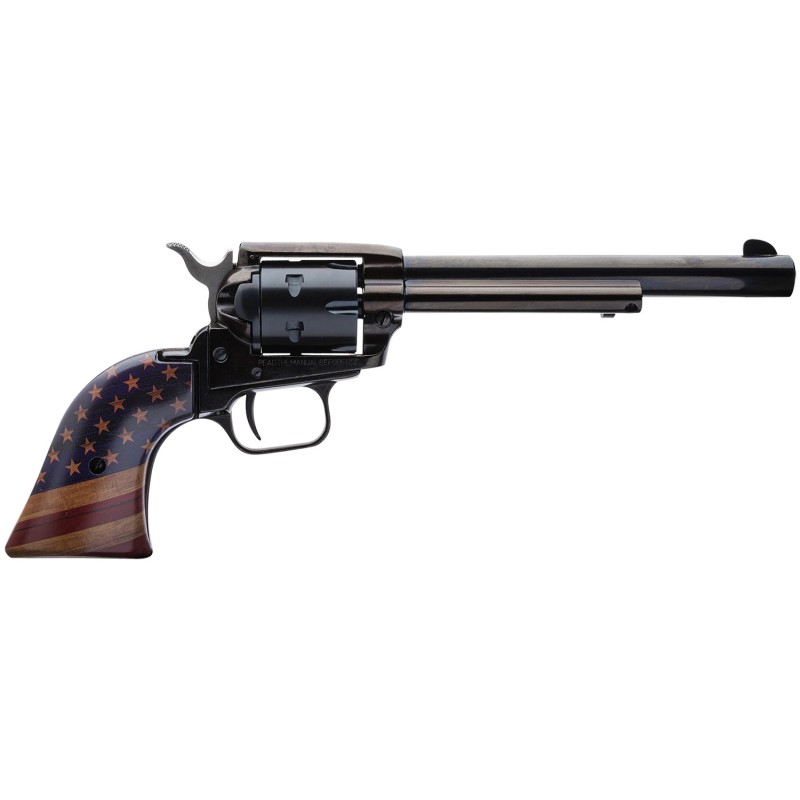 Heritage Mfg RR22B6GOLDUSA Rough Rider US Flag 22 LR 6 Shot 6.50 Black Oxide Steel Barrel Black Oxide Zinc Alloy Frame Black Oxi